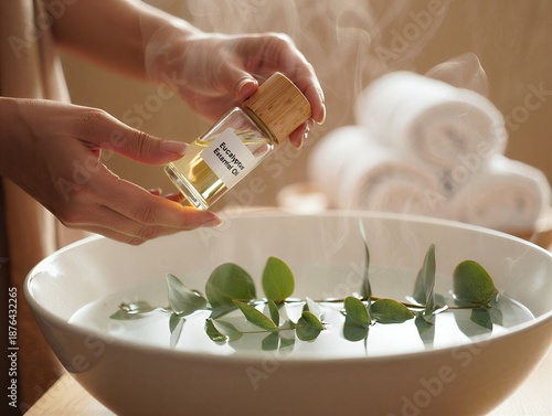 Aromatherapy treatment with eucalyptus essential oil in spa