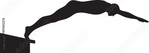 Swimmer diving off starting block silhouette isolated on white background minimalist swimming competition and water sports illustration