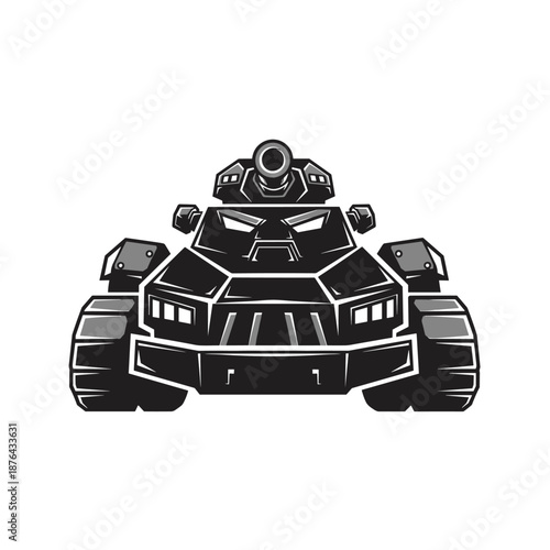 Military Action, Armored Tank, Battlefield, Illustration, Intense Environment, Front View, Combat Strategy