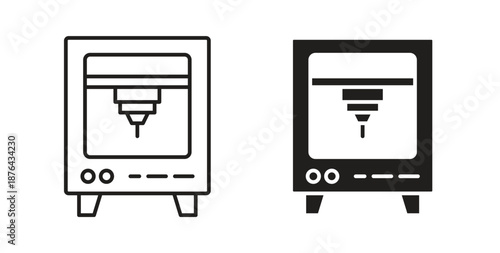3D printing icons. Vector linear icon isolated on white background.