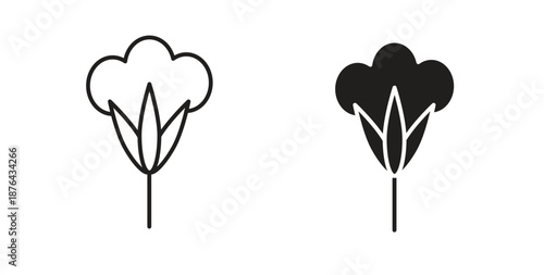 100 Persent cotton icons. Vector linear icon isolated on white background.