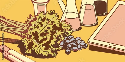 Fresh Green Kale & Blueberries Highlighting Antioxidant Power