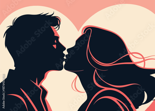 A Couple Kissing Illustrator Artwork Creative Design Template 