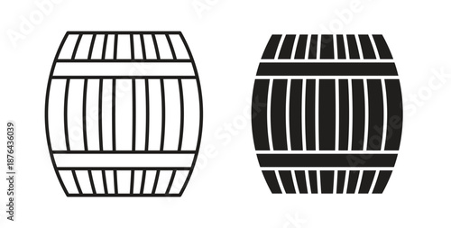 Barrel icons. Vector linear icon isolated on white background.