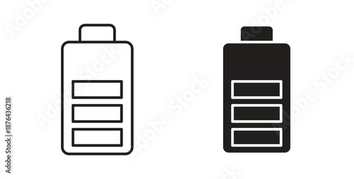 Battery icons. Vector linear icon isolated on white background.