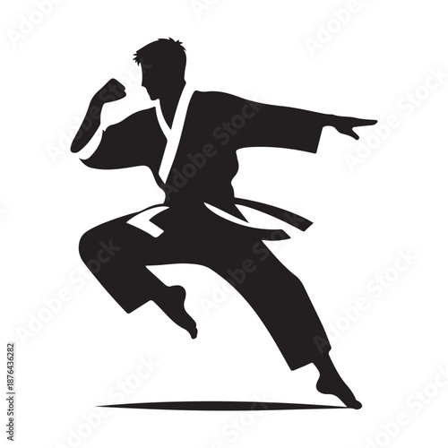 karate fighter vector silhouette clip art logo design illustration icon collection
