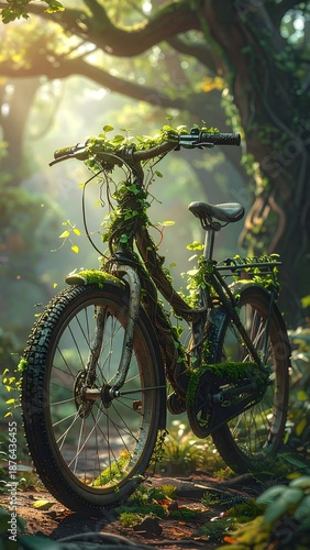 Moss Covered Bicycle in Enchanted Forest Light