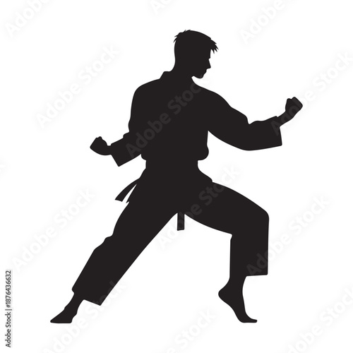 karate fighter vector silhouette clip art logo design illustration icon collection
