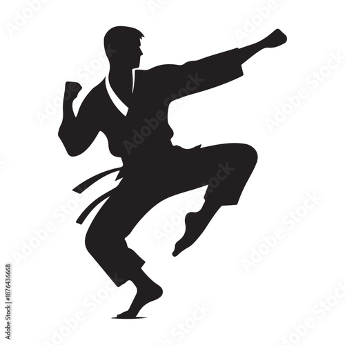karate fighter vector silhouette clip art logo design illustration icon collection
