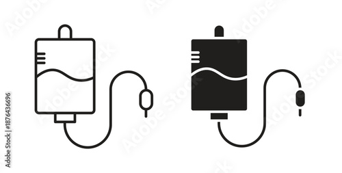 Blood transfusion icons. Vector linear icon isolated on white background.