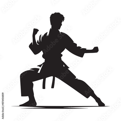 karate fighter vector silhouette clip art logo design illustration icon collection
