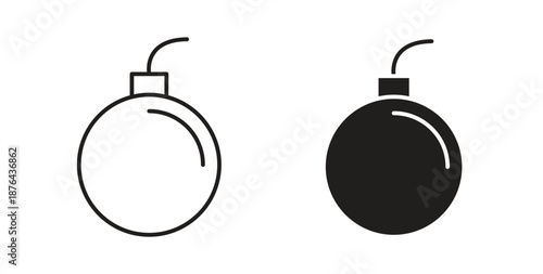 Bomb icons. Vector linear icon isolated on white background.