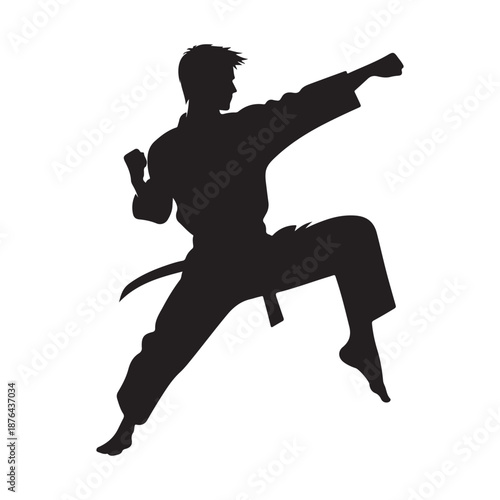 karate fighter vector silhouette clip art logo design illustration icon collection
