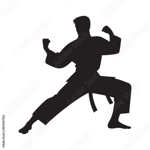 karate fighter vector silhouette clip art logo design illustration icon collection
