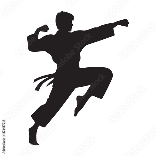karate fighter vector silhouette clip art logo design illustration icon collection
