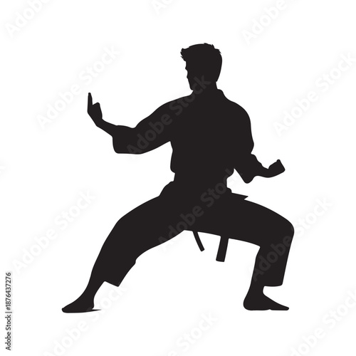 karate fighter vector silhouette clip art logo design illustration icon collection
