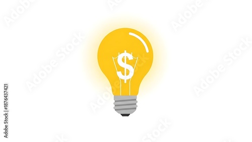 Bright idea light bulb with dollar sign symbolizing financial success and innovation.