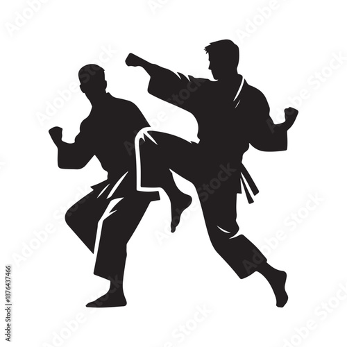 karate fighter vector silhouette clip art logo design illustration icon collection
