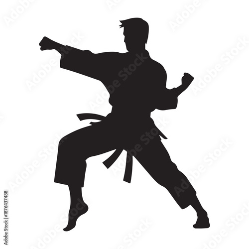 karate fighter vector silhouette clip art logo design illustration icon collection

