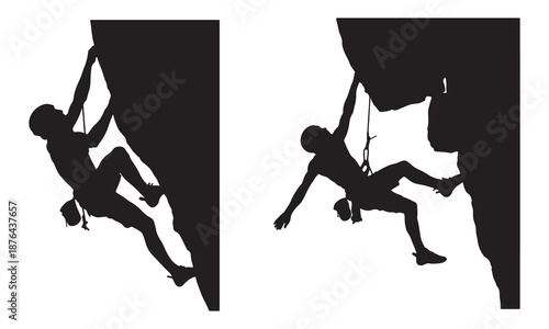 silhouettes of rock climbers on transparent background high quality professional detailed