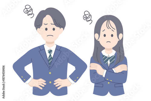 困っている表情の学生　イラスト