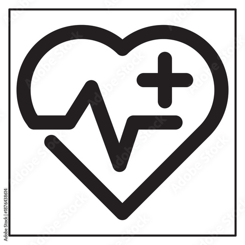heart with signal and plus symbol for medical check