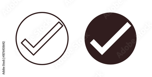 Check mark icons. Vector linear icon isolated on white background.