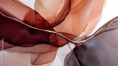 Abstract translucent ribbons of warm peach and pink tones