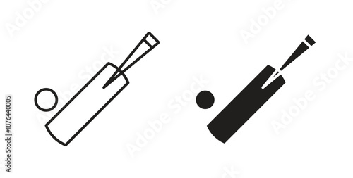 Cricket bat and ball icons. Vector linear icon isolated on white background.