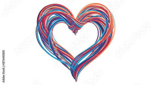 Abstract heart shaped line art illustration symbolizing love, emotion, connection, and human relationships. The image uses flowing colorful lines to form a heart, representing harmony, compassion, and