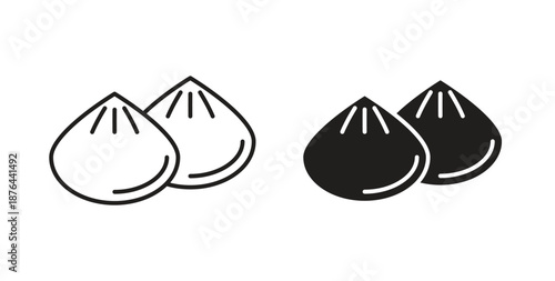 Dumpling icons. Vector linear icon isolated on white background.