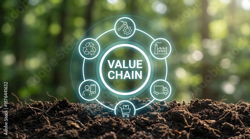 Wallpaper Mural Value chain business concept with nature background Torontodigital.ca