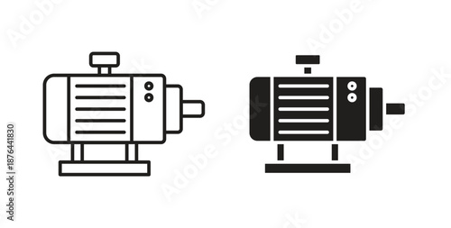 Electric motor icons. Vector linear icon isolated on white background.