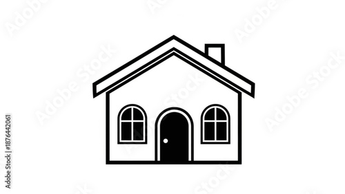 Simple modern house icon with chimney and arched doorway