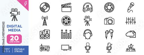 Digital Media Icons for Entertainment and Technology