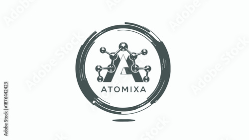 Atomixa Logo with Molecular Structure Design.
