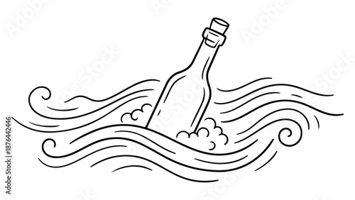 simple line art of a bottle in the water shape silhouette vector illustration