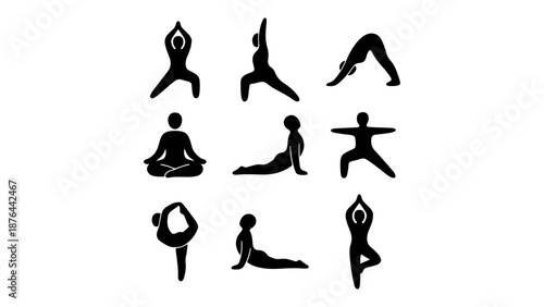simple yoga pose shapes vector illustration on white background