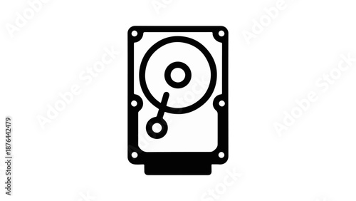 simple black and white computer hard drive icon shape vector illustration