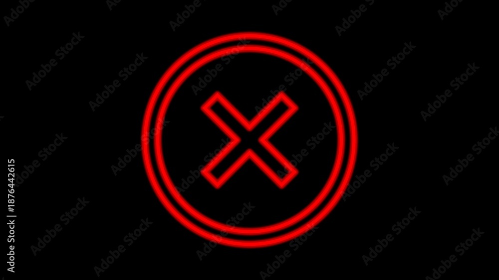 Fototapeta premium neon x cross red wrong mark icon with a circle