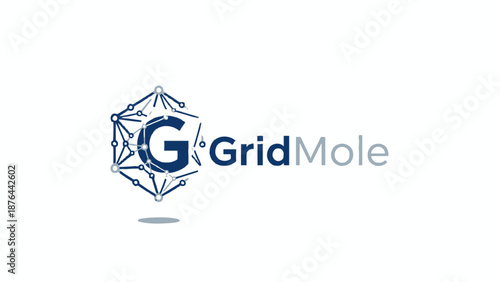 GridMole Logo Design with Geometric Shapes.