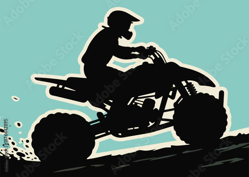 Quadbike Rider Silhouette Illustrator Artwork Creative Design Template 