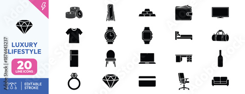 Luxury lifestyle icons set for design