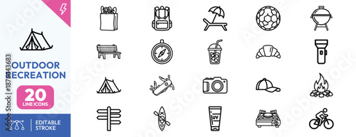 Outdoor Recreation Line Icons Set