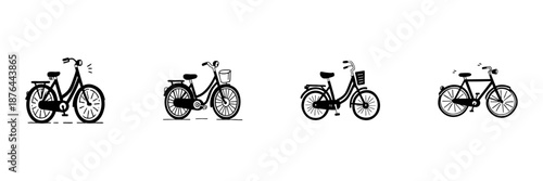 Bicycle Collection In Hand Drawn Style Set. Urban Commuting, Eco-Friendly Transportation, Leisure Cycling Doodle Sketch Collection. Vintage And Modern Designs. Isolated Vector Illustration