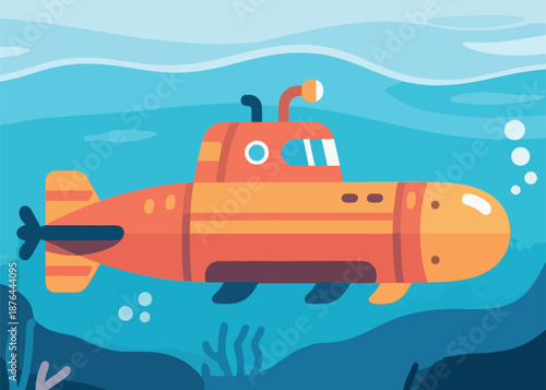 Modern Submarines Illustrator Artwork Creative Design Template 