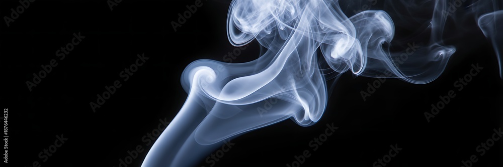 Fototapeta premium Ethereal smoke swirling in dark space with glowing tendrils