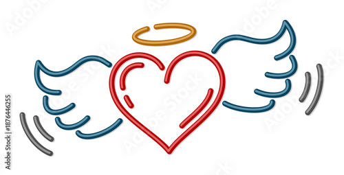 The symbol of angelic heart with wings.
