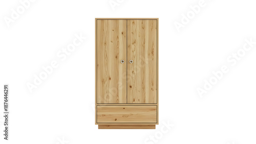 Wallpaper Mural Modern Light Wood Wardrobe with Doors and Drawer on Black Background Torontodigital.ca