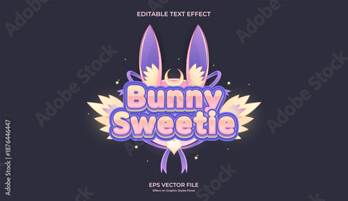 decorative bunny sweetie editable text effect design
